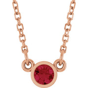 14K Rose Lab-Grown Ruby Solitaire 16" Necklace