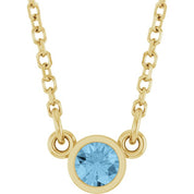14K Yellow Natural Sky Blue Topaz Solitaire 18" Necklace