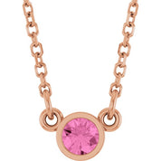 14K Rose Natural Pink Sapphire Solitaire 16" Necklace