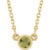 14K Yellow Natural Green Sapphire Solitaire 18" Necklace