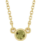 14K Yellow Natural Green Sapphire Solitaire 18" Necklace