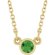 14K Yellow Natural Green Tourmaline Solitaire 18" Necklace