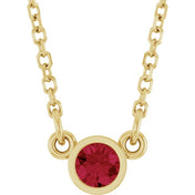 14K Yellow Natural Ruby Solitaire 16" Necklace