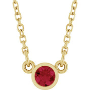 14K Yellow Natural Ruby Solitaire 16" Necklace