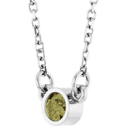 14K White Natural Green Sapphire Solitaire 18" Necklace