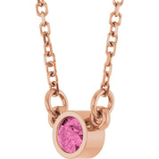 14K Rose Natural Pink Sapphire Solitaire 16" Necklace