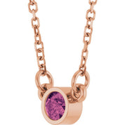 14K Rose Natural Pink Tourmaline Solitaire 16" Necklace