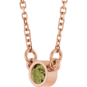14K Rose Natural Green Sapphire Solitaire 18" Necklace