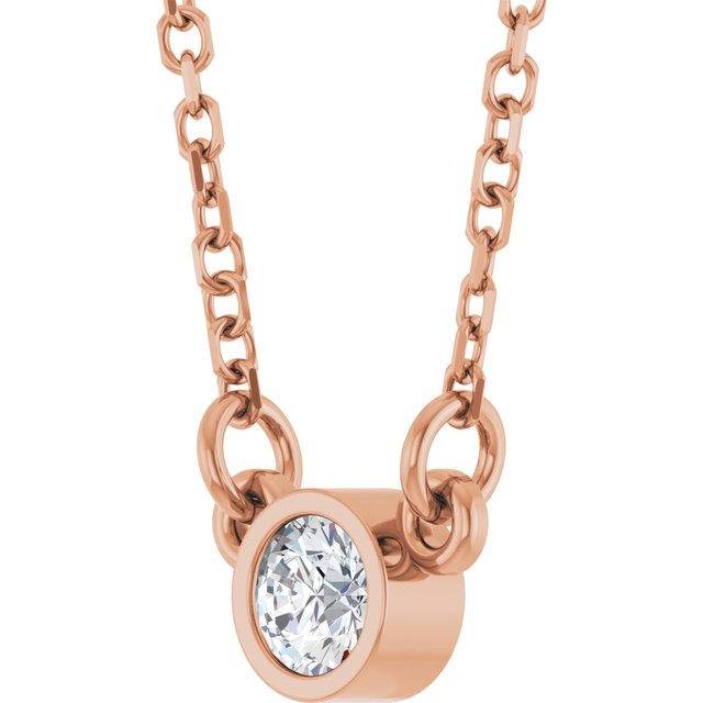 14K Rose Stuller Lab-Grown Moissanite Solitaire 18" Necklace