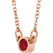 14K Rose Lab-Grown Ruby Solitaire 16" Necklace