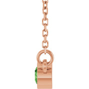 14K Rose Natural Green Tourmaline Solitaire 18" Necklace