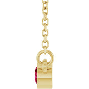 14K Yellow Natural Ruby Solitaire 16" Necklace