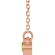 14K Rose Natural Green Sapphire Solitaire 18" Necklace