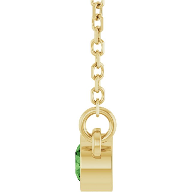 14K Yellow Natural Green Tourmaline Solitaire 18" Necklace