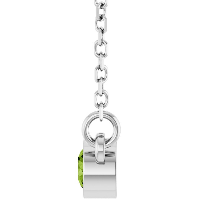 Rhodium-Plated Sterling Silver Imitation Peridot Solitaire 16" Necklace