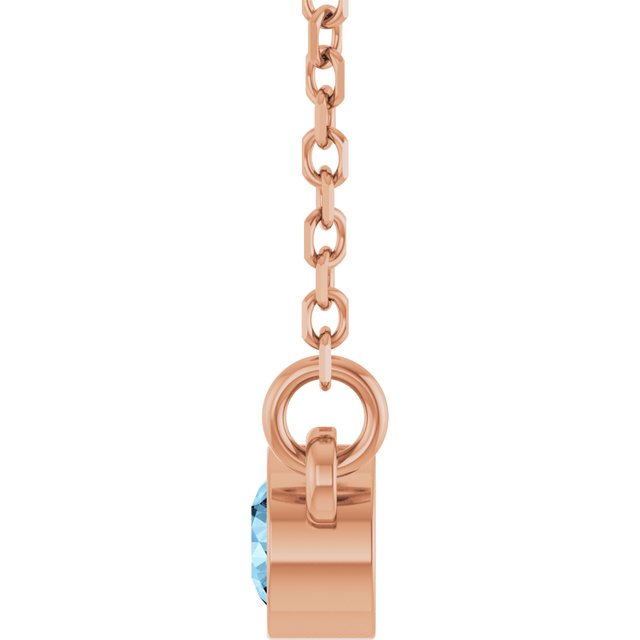 14K Rose Natural Sky Blue Topaz Solitaire 18" Necklace