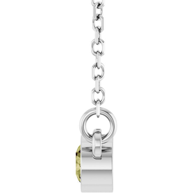 14K White Natural Green Sapphire Solitaire 18" Necklace