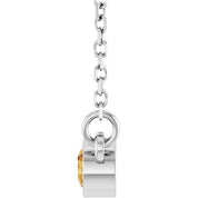 Rhodium-Plated Sterling Silver Imitation Citrine Solitaire 16" Necklace