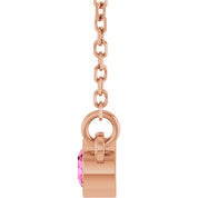 14K Rose Natural Pink Sapphire Solitaire 16" Necklace