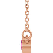 14K Rose Natural Pink Tourmaline Solitaire 16" Necklace