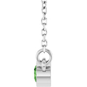 14K White Natural Green Tourmaline Solitaire 18" Necklace