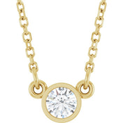 14K Lab-Grown Diamond Solitaire Necklace, 18" Chain, Various Carat Weights Available