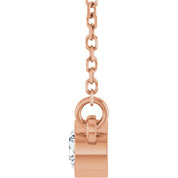 14K Rose 1/6 CT Natural Diamond Solitaire 18" Necklace