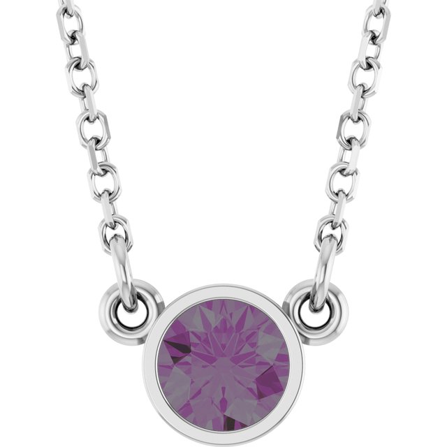 14K White Lab-Grown Alexandrite Solitaire 16" Necklace
