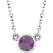 Rhodium-Plated Sterling Silver Lab-Grown Alexandrite Solitaire 16" Necklace