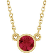 14K Yellow Natural Ruby Solitaire 16" Necklace