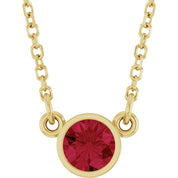 14K Yellow Natural Ruby Solitaire 16" Necklace
