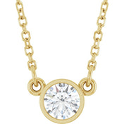 14K Lab-Grown Diamond Solitaire Necklace, 18" Chain, Various Carat Weights Available