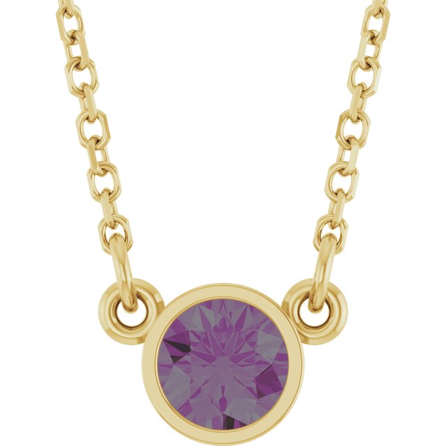 14K Yellow Lab-Grown Alexandrite Solitaire 16" Necklace
