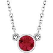 Rhodium-Plated Sterling Silver Lab-Grown Ruby Solitaire 16" Necklace