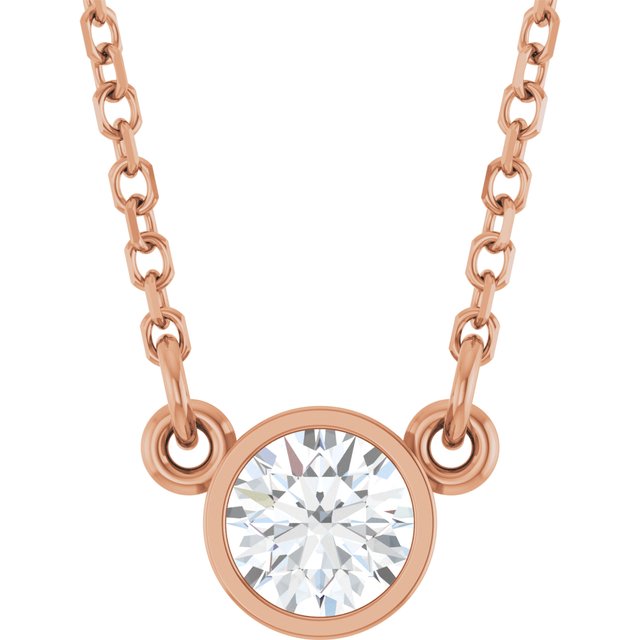 14K Rose Stuller Lab-Grown Moissanite Solitaire 18" Necklace