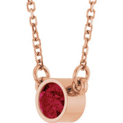 14K Rose Natural Ruby Solitaire 16" Necklace