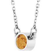 Rhodium-Plated Sterling Silver Natural Citrine Solitaire 16" Necklace