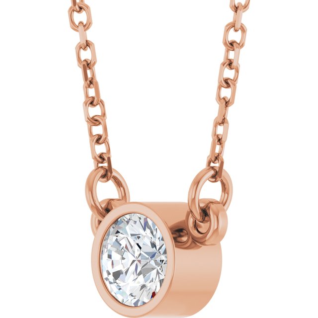 14K Rose Stuller Lab-Grown Moissanite Solitaire 18" Necklace