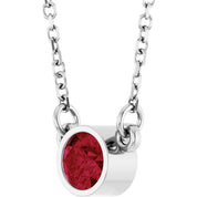 Rhodium-Plated Sterling Silver Lab-Grown Ruby Solitaire 16" Necklace