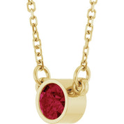 14K Yellow Lab-Grown Ruby Solitaire 16" Necklace