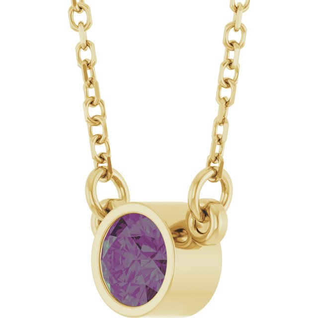 14K Yellow Lab-Grown Alexandrite Solitaire 16" Necklace
