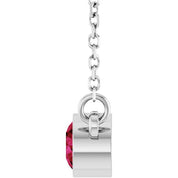 Rhodium-Plated Sterling Silver Lab-Grown Ruby Solitaire 16" Necklace