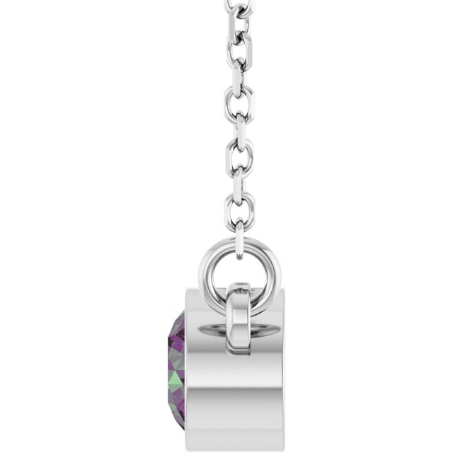14K White Lab-Grown Alexandrite Solitaire 16" Necklace