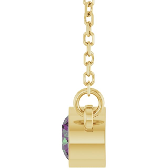 14K Yellow Lab-Grown Alexandrite Solitaire 16" Necklace