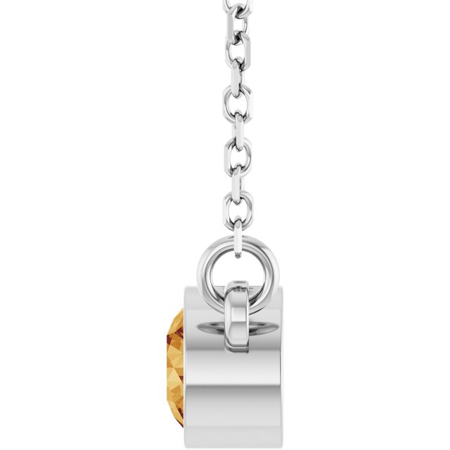 Rhodium-Plated Sterling Silver Natural Citrine Solitaire 16" Necklace