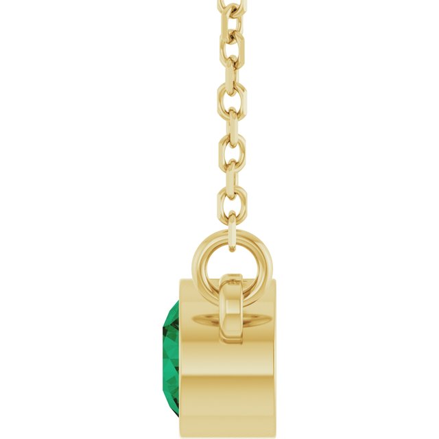 14K Yellow Lab-Grown Emerald Solitaire 16" Necklace
