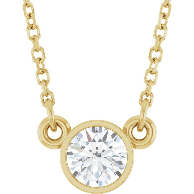 14K Yellow Gold 1/3 CT Natural Diamond Solitaire Necklace - Elegant Jewelry by [Brand Name]