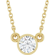 14K Lab-Grown Diamond Solitaire Necklace, 18" Chain, Various Carat Weights Available