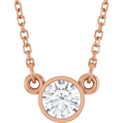 14K Lab-Grown Diamond Solitaire Necklace, 18" Chain, Various Carat Weights Available