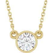 14K Lab-Grown Diamond Solitaire Necklace, 18" Chain, Various Carat Weights Available
